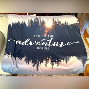 Tapestry adventure begins now background hanging sign banner soft thin blanket